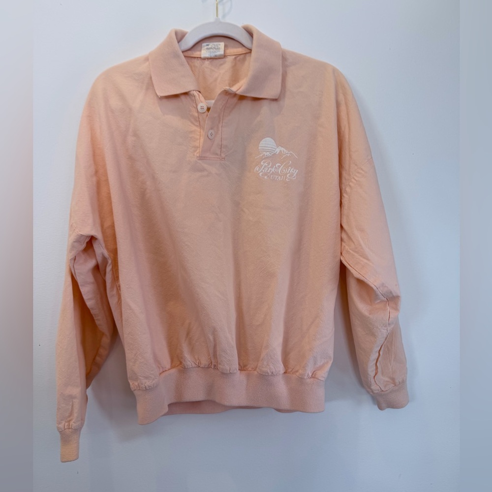 Vintage Ski Sweatshirt Light Pink Polo Shirt Park City Utah